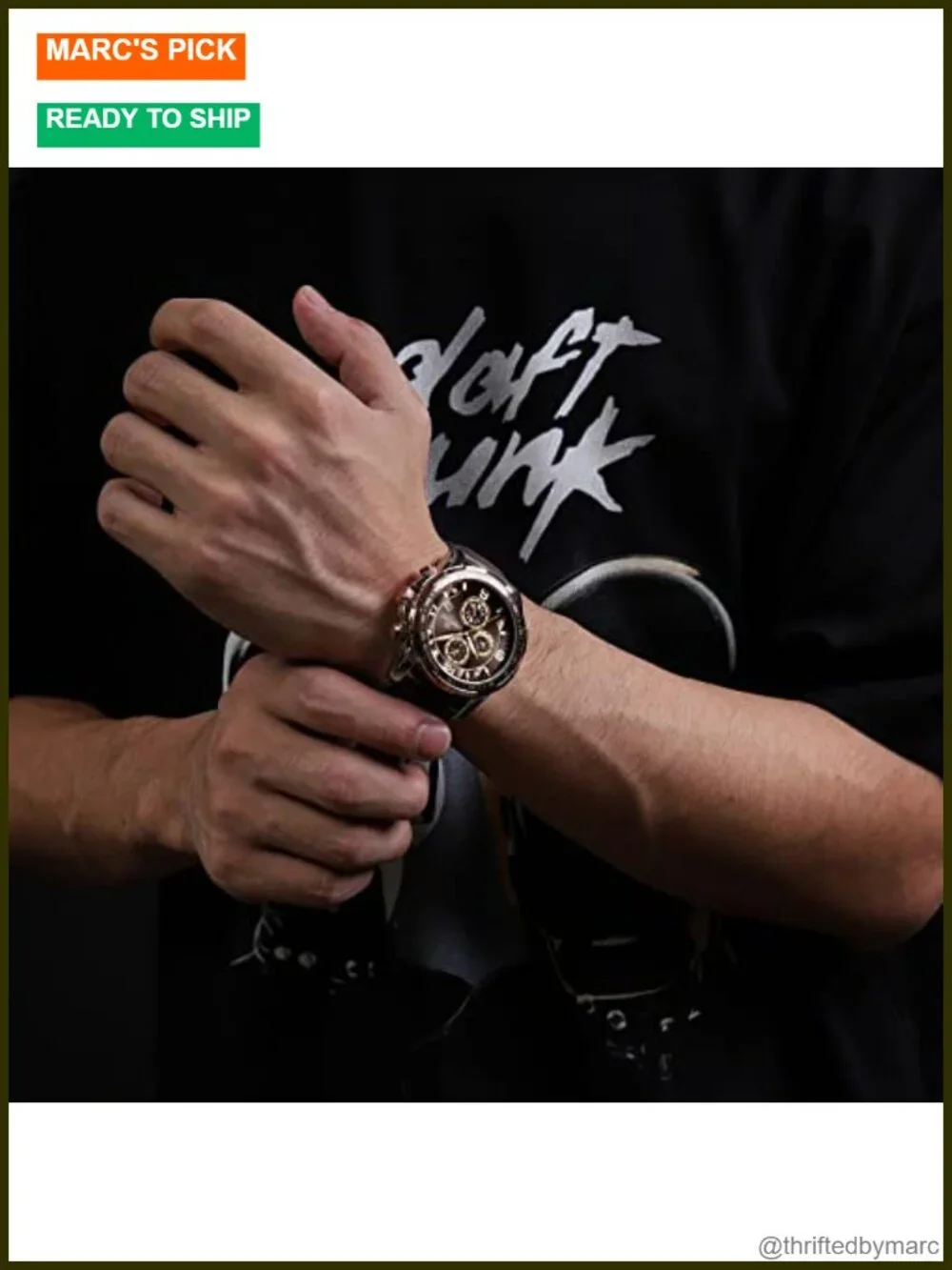 Sport Chronograph Leather Strap Wrist Watch for Men